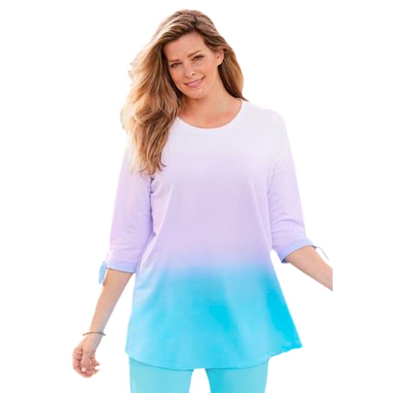 Woman Within Plus Size French Terry Tie-Sleeve Sweatshirt