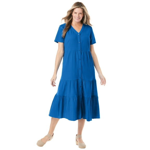 Woman Within Plus Size Gauze Tiered Dress