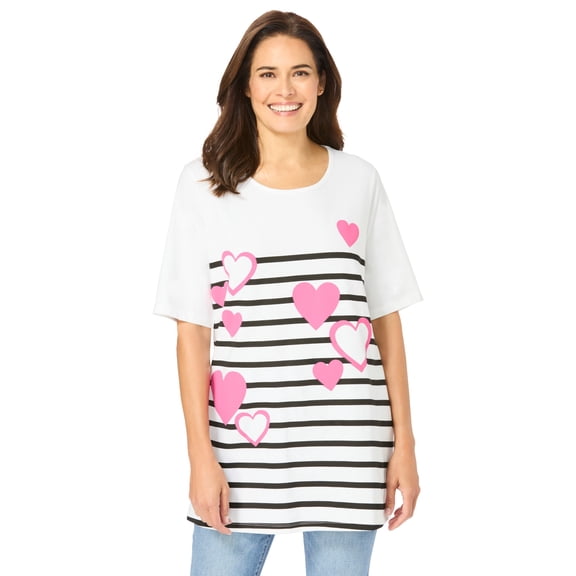 Woman Within Plus Size Graphic Print Scoop Neck Tunic