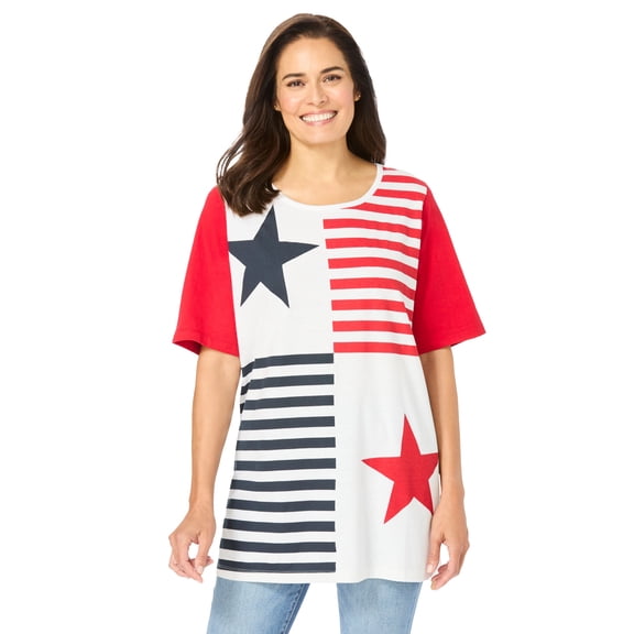 Woman Within Plus Size Graphic Print Scoop Neck Tunic