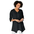 thumbnail image 1 of Woman Within Plus Size Handkerchief Hem Henley Tunic, 1 of 5