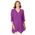 thumbnail image 1 of Woman Within Plus Size Handkerchief Hem Henley Tunic, 1 of 5