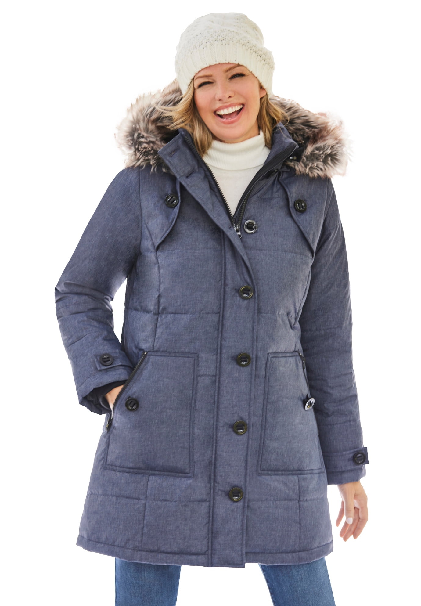 Plus Size Heathered Down Puffer Coat