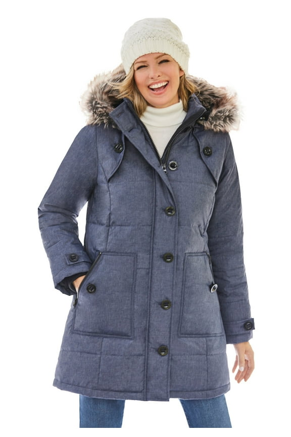 Plus Size Heathered Down Puffer Coat