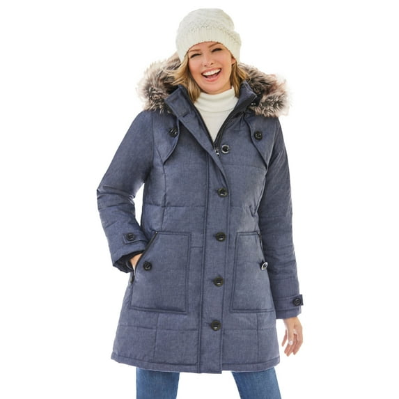 Woman Within Plus Size Heathered Down Puffer Coat
