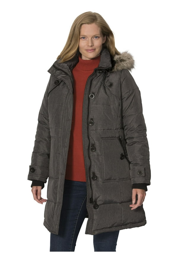 Plus Size Heathered Down Puffer Coat