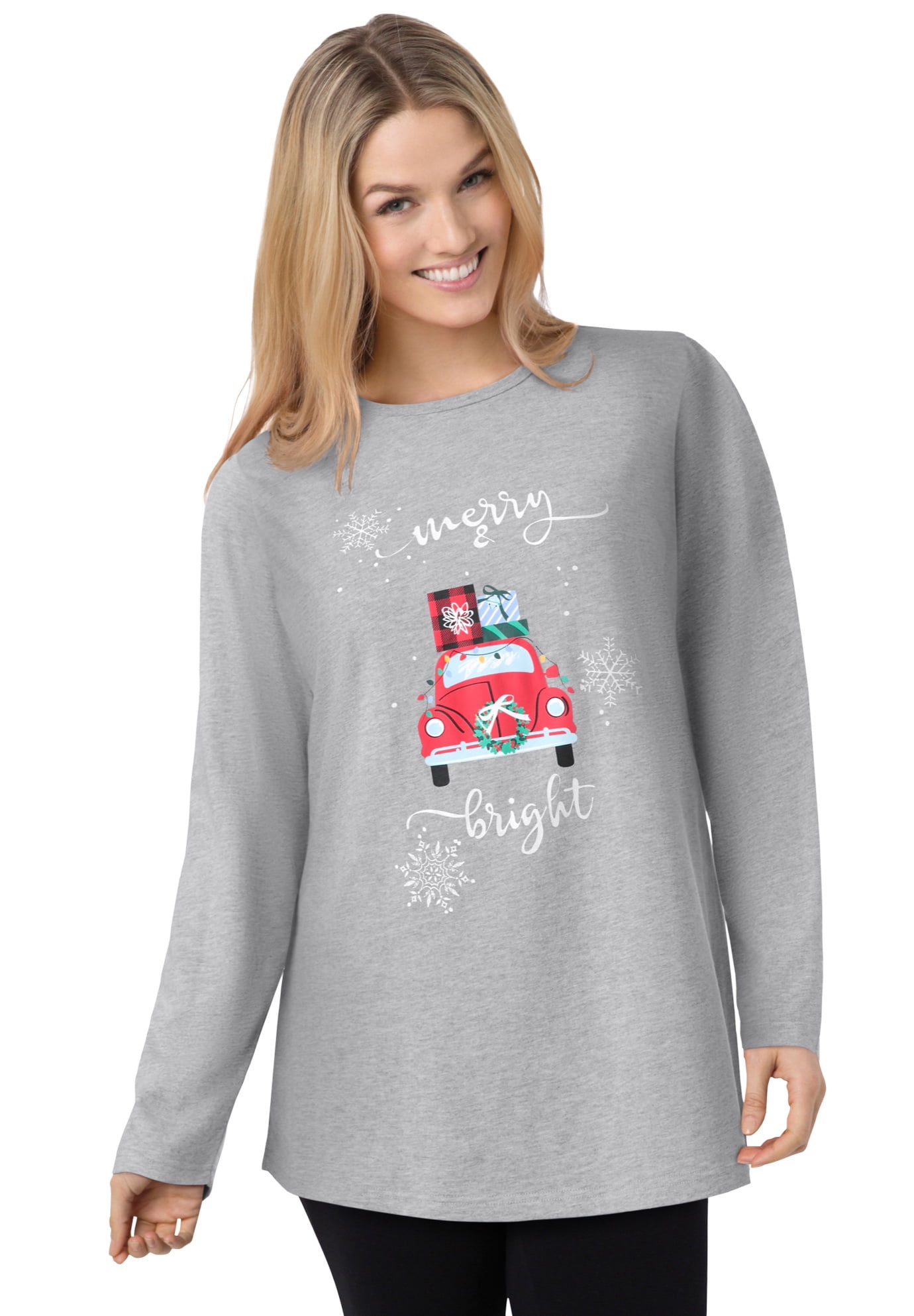 woman within christmas shirts