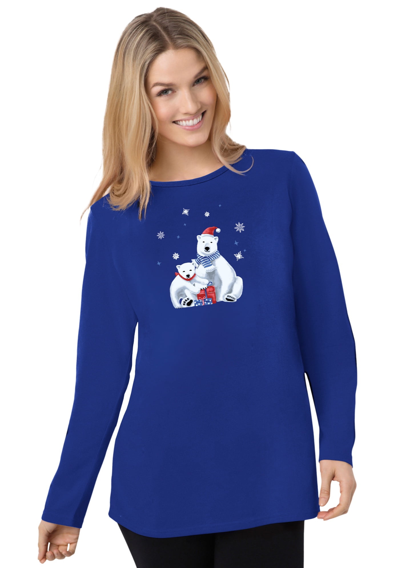 woman within christmas shirts