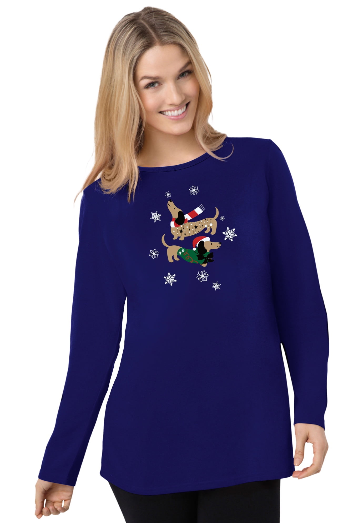 woman within christmas shirts
