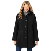 Plus Size Hooded A-Line Fleece Coat
