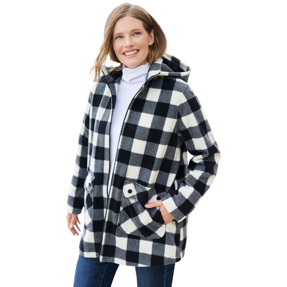 Woman Within Plus Size Hooded Fleece Coat
