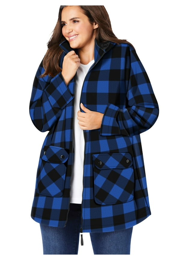 Plus Size Hooded Fleece Coat