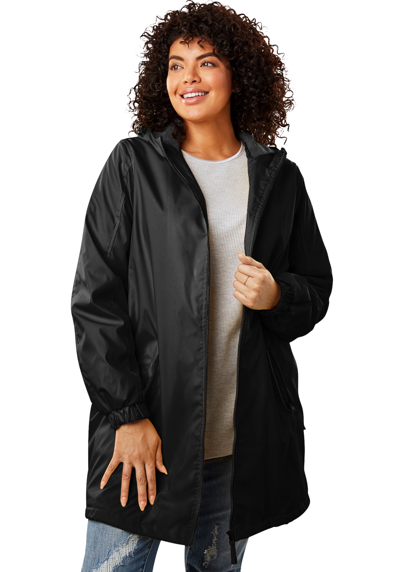 Woman Within Women's Plus Size Hooded Slicker Raincoat Raincoat - image 1 of 6
