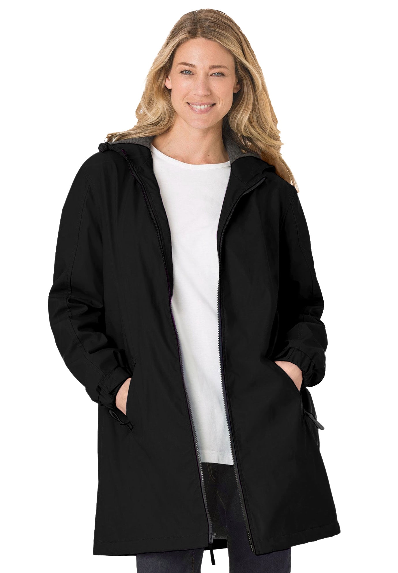 Woman Within Plus Size Hooded Slicker Raincoat for Women - Walmart.com