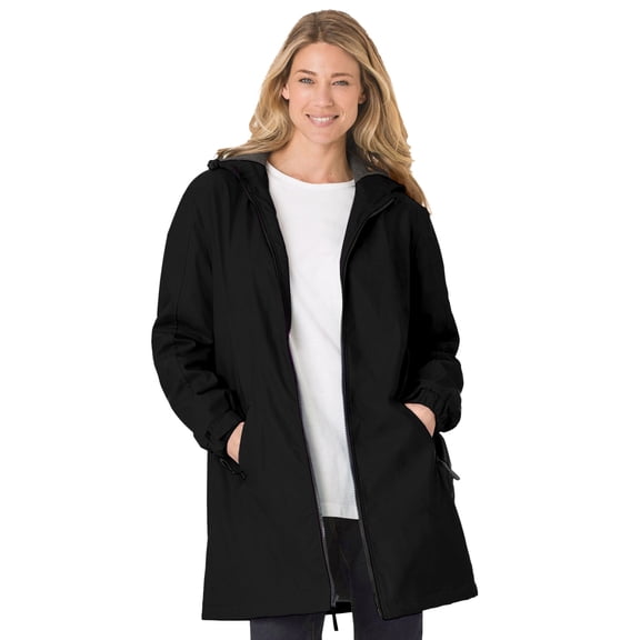 Woman Within Plus Size Hooded Slicker Raincoat