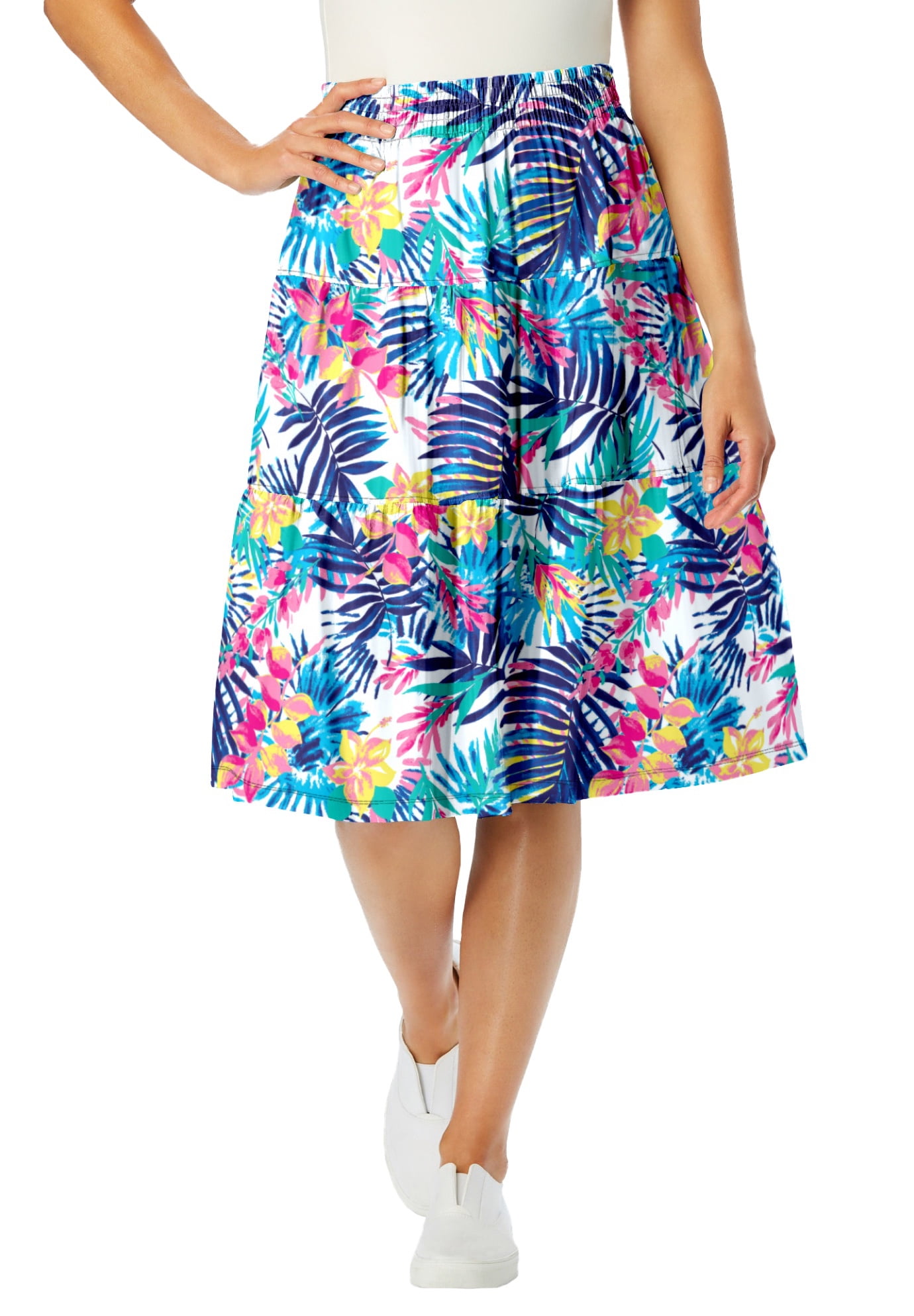 Woman Within Women's Plus Size Jersey Knit Tiered Skirt Skirt - Walmart.com
