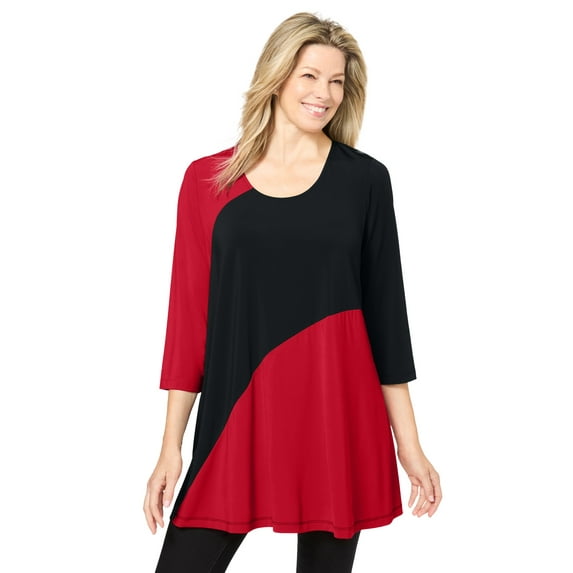 Woman Within Plus Size Knit Colorblock Tunic