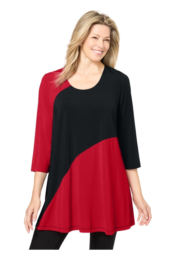 Plus Size Knit Colorblock Tunic
