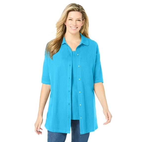 Woman Within Plus Size Knit Shirt With Free Tank