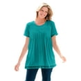 thumbnail image 1 of Woman Within Plus Size Lace-Trim Pintucked Tunic, 1 of 6
