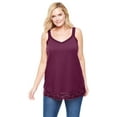 thumbnail image 1 of Woman Within Plus Size Lace-Trim V-Neck Tank, 1 of 6