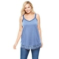 thumbnail image 1 of Woman Within Plus Size Lace-Trim V-Neck Tank, 1 of 6