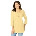 thumbnail image 1 of Woman Within Plus Size Lace-Up Three-Quarter Sleeve Tee, 1 of 6