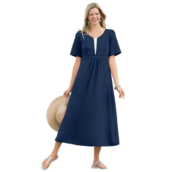 Woman Within Plus Size Layered Knit Empire Dress