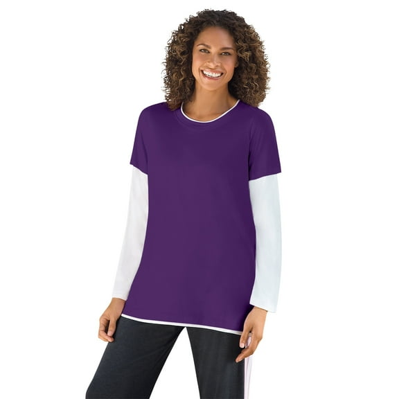 Woman Within Plus Size Layered-Look Crewneck Tee
