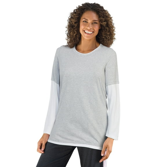 Woman Within Plus Size Layered-Look Crewneck Tee