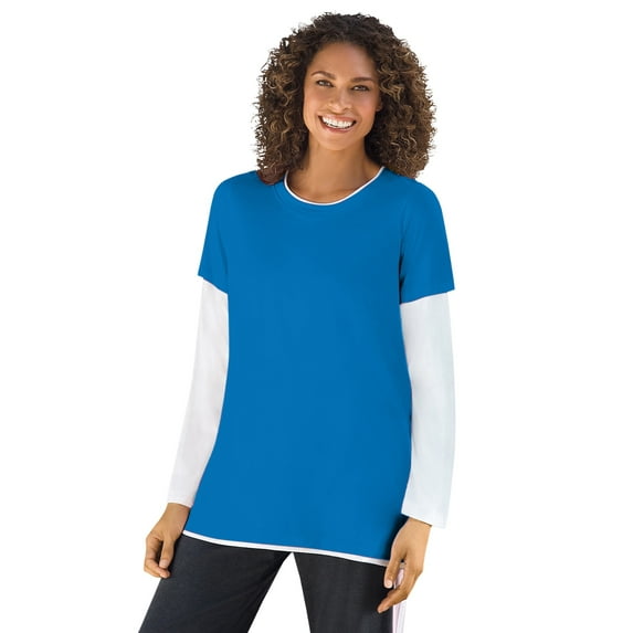Woman Within Plus Size Layered-Look Crewneck Tee