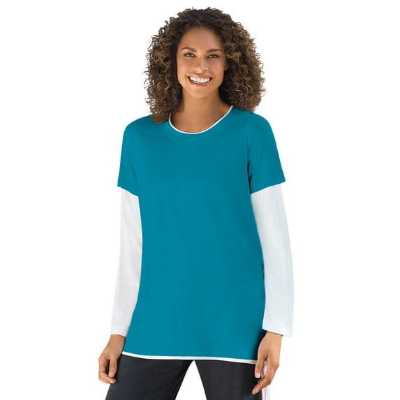 Woman Within Plus Size Layered-Look Crewneck Tee