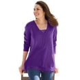 thumbnail image 1 of Woman Within Plus Size Layered-Look Lace Trim Tee, 1 of 6
