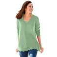 thumbnail image 1 of Woman Within Plus Size Layered-Look Lace Trim Tee, 1 of 6