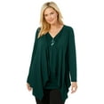 thumbnail image 1 of Woman Within Plus Size Layered Look Long Top With Sequined Inset, 1 of 4