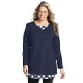 thumbnail image 1 of Woman Within Plus Size Layered Look Sweatshirt, 1 of 4