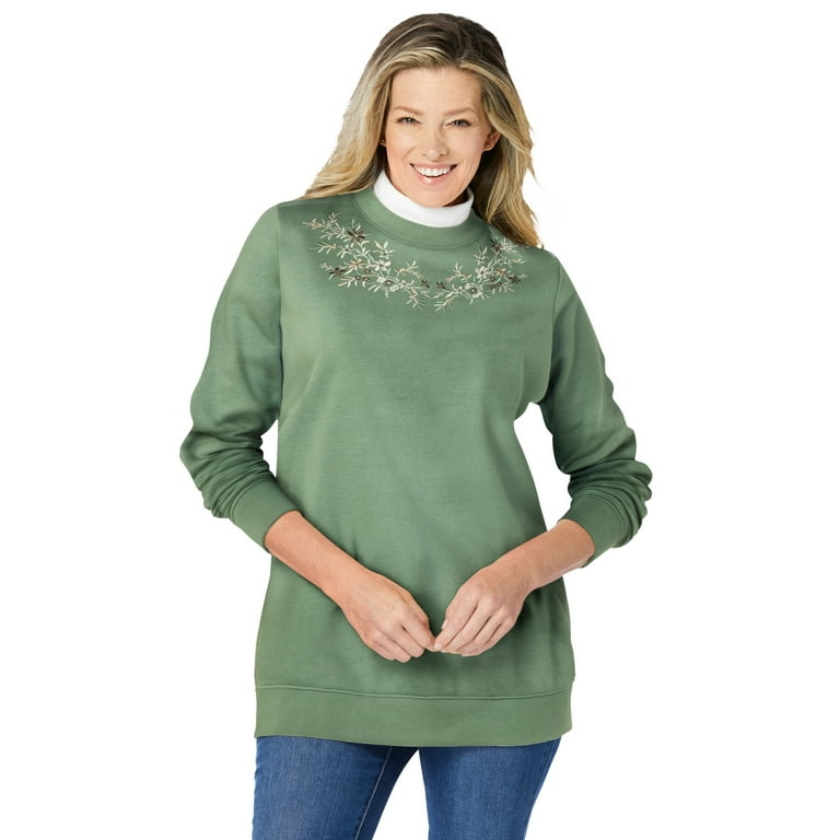 Woman Within Women's Plus Size Layered-Look Sweatshirt