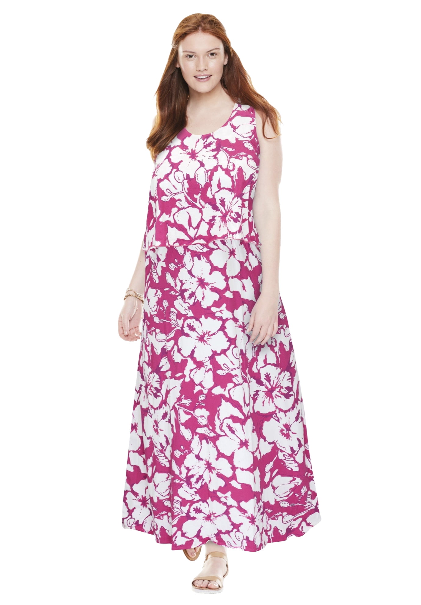 Woman Within Plus Size Layered Popover Maxi Dress - Walmart Business  Supplies
