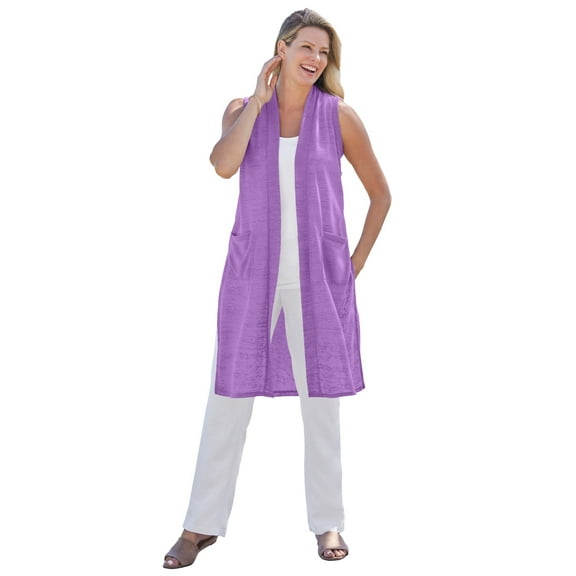 Woman Within Plus Size Lightweight Linen Vest Sweater