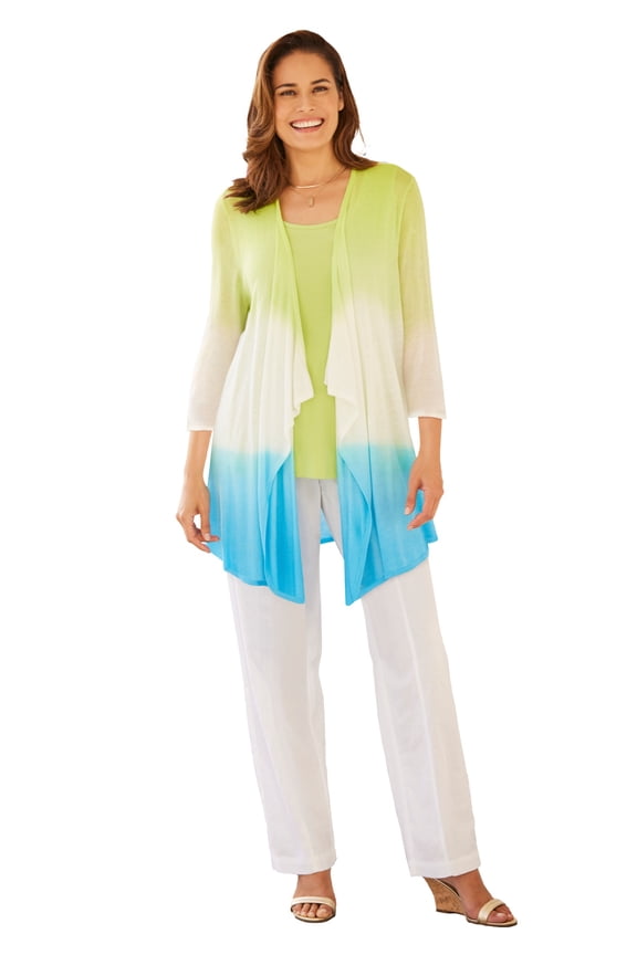 Plus Size Lightweight Ombrè Open Front Cardigan Sweater