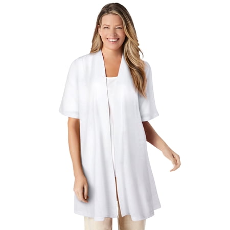 Woman Within Plus Size Lightweight Open Front Cardigan Sweater