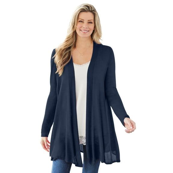 Woman Within Plus Size Lightweight Open Front Cardigan Sweater