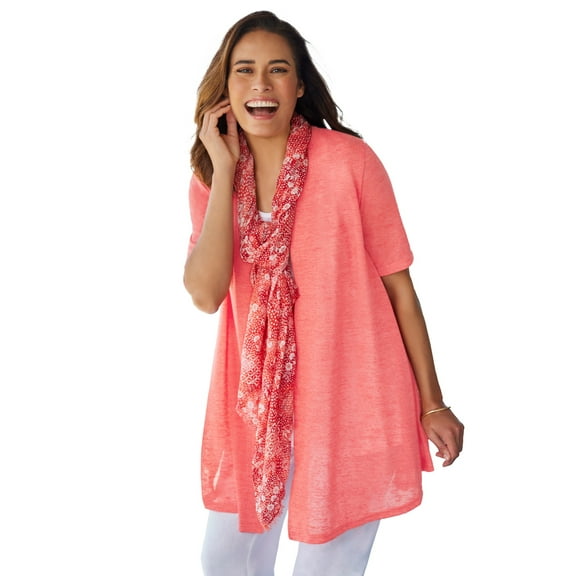 Woman Within Plus Size Lightweight Open Front Cardigan Sweater