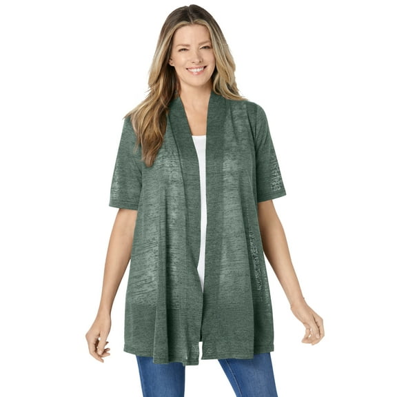 Woman Within Plus Size Lightweight Open Front Cardigan Sweater