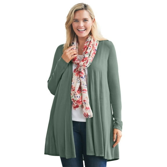 Woman Within Plus Size Lightweight Open Front Cardigan Sweater