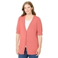 thumbnail image 1 of Woman Within Plus Size Lightweight Short Sleeve V-Neck Cardigan, 1 of 5