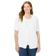 thumbnail image 1 of Woman Within Plus Size Lightweight Short Sleeve V-Neck Cardigan Sweater, 1 of 6