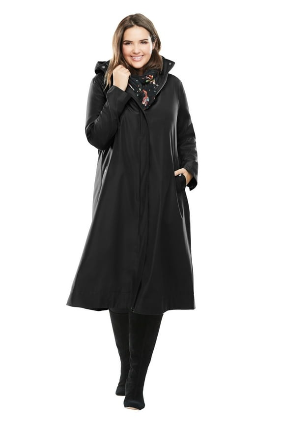 Plus Size Long A-Line Raincoat