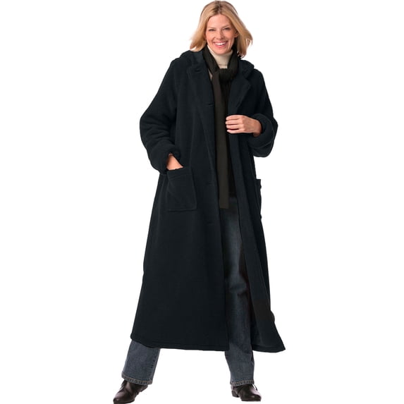 Woman Within Plus Size Long Hooded Berber Fleece Coat
