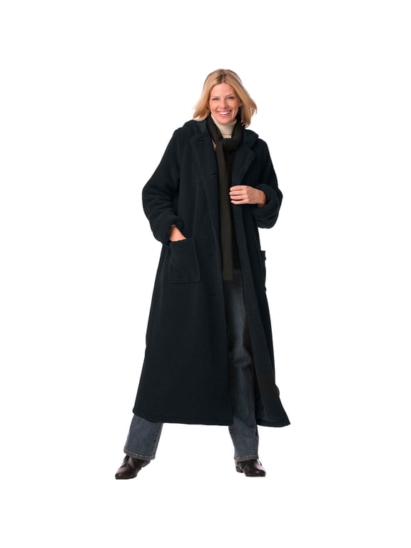 Plus Size Long Hooded Berber Fleece Coat